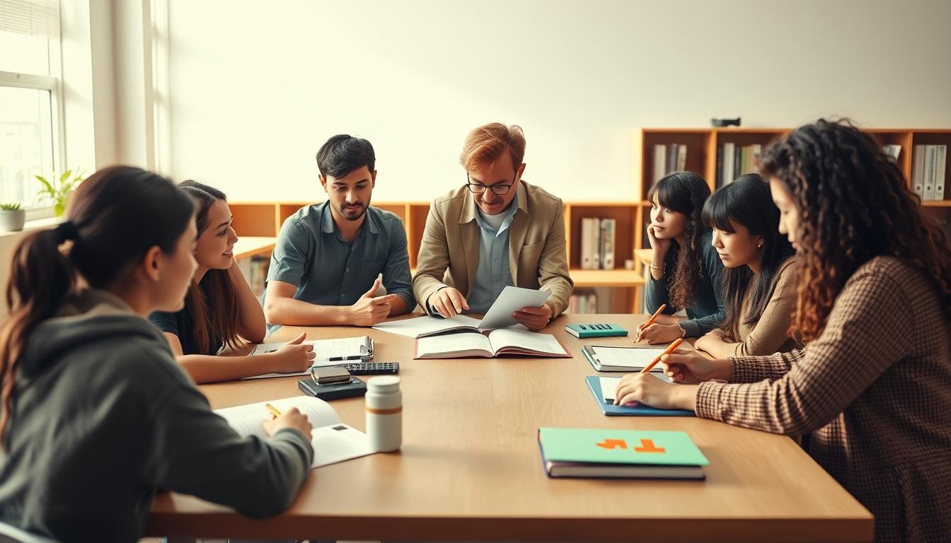 Students collaborating in study space